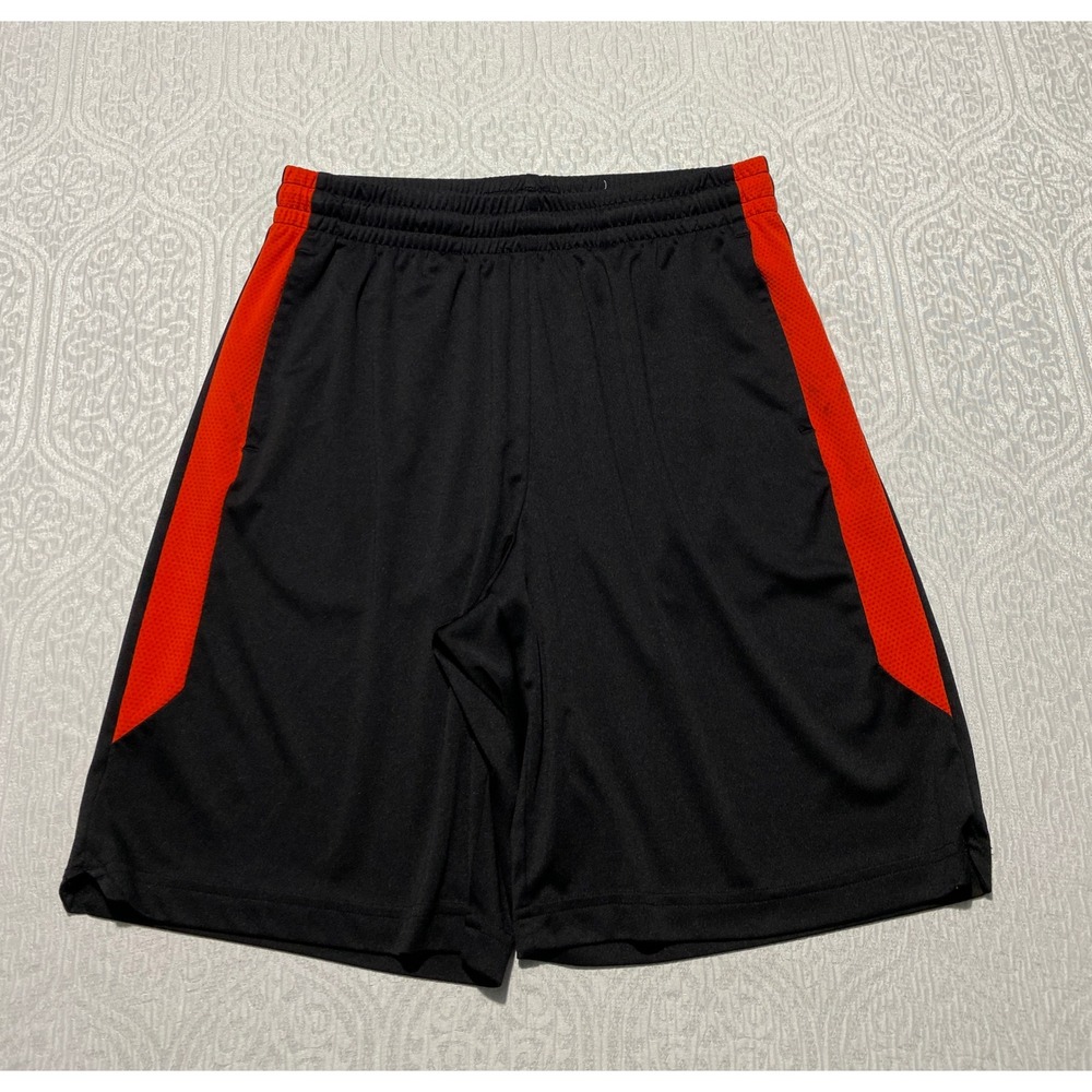 Tek Gear Dry Tek Mens Basketball Shorts Medium Black Red Mesh Side Stripe Active
